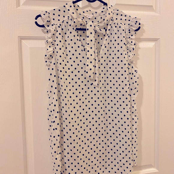 Tops - ✨Host Pick✨ Tie Neck Polka Dot Flounce Sleeve Chiffon Blouse